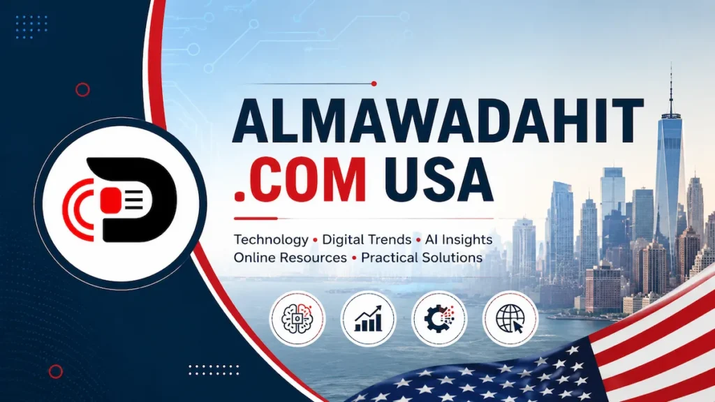 Featured image for Almawadahit .com USA showing technology innovation, digital trends, AI insights, online resources, USA skyline, and BeeZeeNews branding logo.