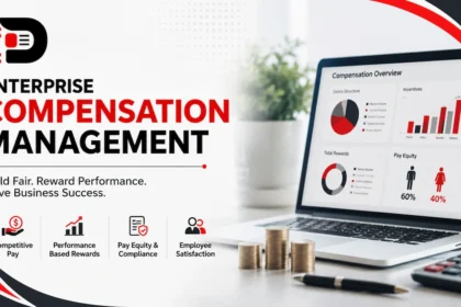 Enterprise compensation management dashboard showing salary planning, performance incentives, pay equity analytics, employee rewards, and corporate compensation strategy.