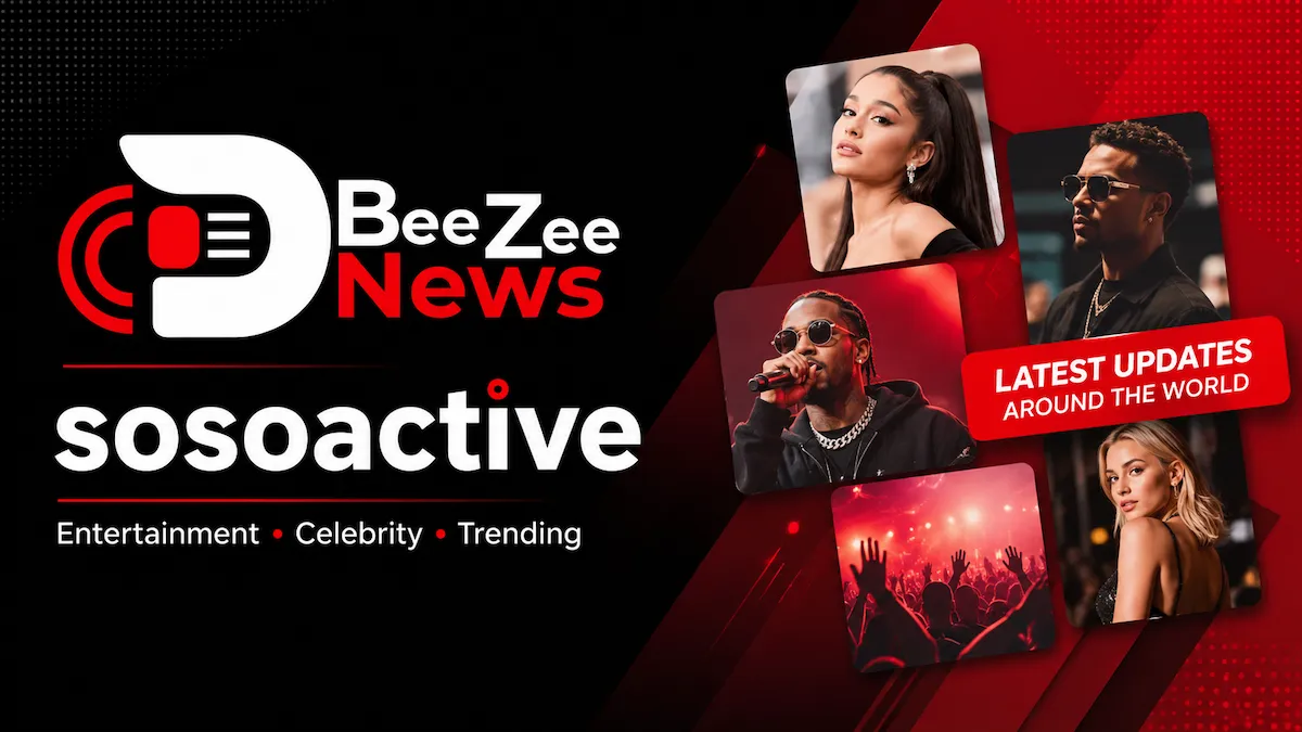 SosoActive featured image with BeeZee News logo, celebrity news highlights, entertainment updates, and trending pop culture content.