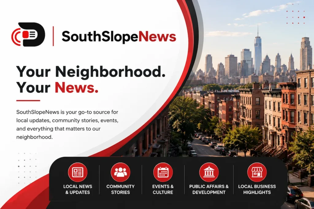 SouthSlopeNews featured image showcasing local news coverage, community stories, neighborhood updates, events, and public affairs with a modern cityscape background.