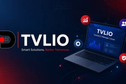 TVLIO featured image showing a modern digital technology platform with analytics dashboard, laptop interface, business growth icons, and TVLIO branding.